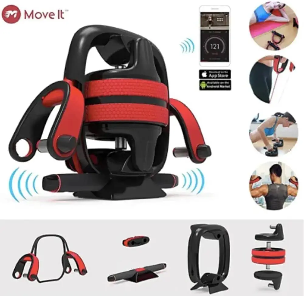  Move It Smart 4-in-1 Compact Gym - all in one fitness equipment for effective cardio and endurance training - Black Black/Red 